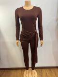 SC Solid Color Patchwork Tie Up Jumpsuit GADE-8444