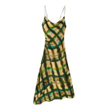 SC Satin Backless Printed Halter Midi Dress GADE-8205