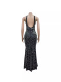 SC Hot Drill Backless Split Maxi Dress GADE-8421