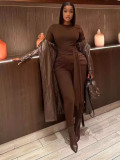 SC Solid Color Patchwork Tie Up Jumpsuit GADE-8444