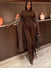 SC Solid Color Patchwork Tie Up Jumpsuit GADE-8444