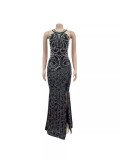 SC Hot Drill Backless Split Maxi Dress GADE-8421