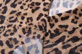 SC Leopard Print Deep V Neck Split Maxi Dress XEF-53059