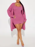 SC Casual Solid Color Dress Poncho Jacket Two-Piece Set FNN-DN8728