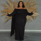 SC Plus Size One Shoulder Long Sleeve Maxi Dress NNWF-8007
