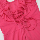 SC Solid Sleeveless Ruffles Loose Jumpsuit CYA-901363