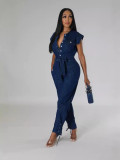 SC Solid Color Denim Sleeveless Jumpsuit FNN-DN8727