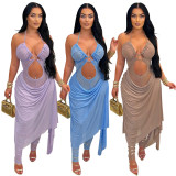 SC Solid Color Hollow Out See Through Jumpsuit CYA-901368