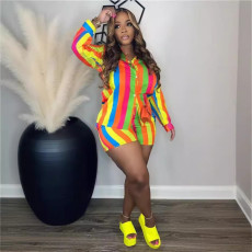 SC Stripe Long Sleeve Casual Shorts Suit LSD-LD1531