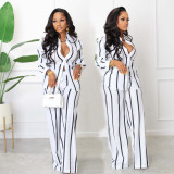 SC Stripe Long Sleeve Shirt Loose Pants Set SFY-TW532