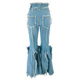 SC Tassel Split Micro Flare Jean GDAM-MY710