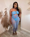SC Pre Order: About 7 work days shipping Backless Mesh Cutout Patchwork Knit Jumpsuit YUEM-Y11057