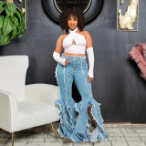 SC Tassel Split Micro Flare Jean GDAM-MY710