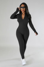 SC Long Sleeve Solid Zipper Sport Jumpsuit GXYF-H0419