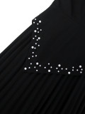 SC Plus Size V-Neck Flared Sleeve Studded Party Dress GKEN-AM040608
