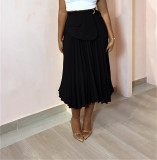 SC Solid Color High Waist Long Skirt OMY-MY11054