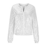 SC Fashion Sequin Long Sleeve Zipper Coat GOSD-OM10228