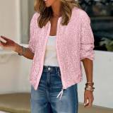 SC Fashion Sequin Long Sleeve Zipper Coat GOSD-OM10228