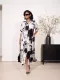 SC Print Loose Lapel Short Sleeve Maxi Dress OD-D8697