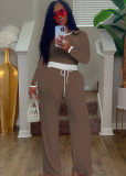 SC Ribbed Color Clash Long Sleeve Pants Two Piece Set SFY-2787