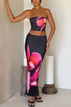 SC Floral Printed Tube Top Long Skirt Two Piece Set LM-8381