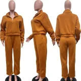 SC Solid Loose Zipper Drawstring Pants Sport 2-Piece Set BGN-331