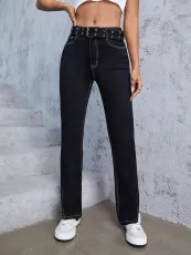 SC Casual Belt Split Fashion Jeans GZHY-70055
