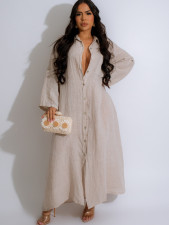 SC Casual Lapel Single-breasted Shirt Dress MIL-T067