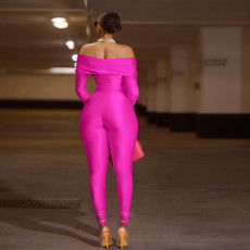SC Lapel Twist Hollow Out Long Sleeve Jumpsuit ASL-6755