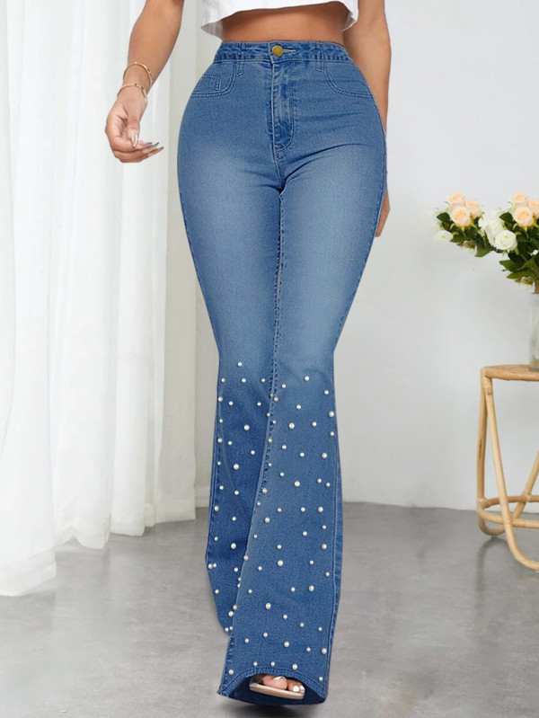 SC Fashion Studded Flared Jeans GZHY-25067