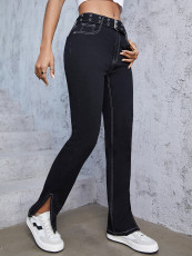SC Casual Belt Split Fashion Jeans GZHY-70055