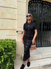 SC Vintage Knit Short Sleeve Midi Dress QODY-6048