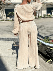 SC Solid Color Loose Long Sleeve Pants Suit GWDS-240710