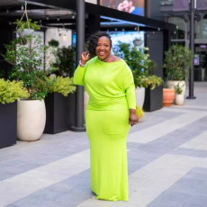 SC Plus Size Solid Color Long Sleeve Maxi Dress YS-2411