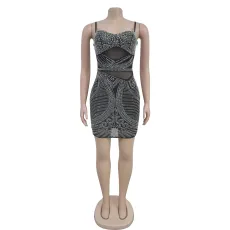 SC Sleeveless Hot Drill Mini Dress GFYX-C7033