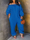 SC Off Shoulder Long Sleeve Solid Loose Jumpsuit AIL-285