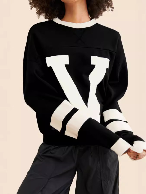 SC Color Block Letter Print Knits Sweatshirt GWDS-0403