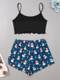 SC Christmas Snowflake Printed Tank Top Shorts Loungewear Pajamas Set GXMB-9222