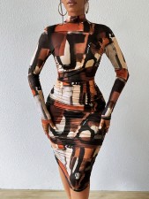 SC Long Sleeve Print Slim Bodycon Dress GFMA-0421