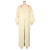 SC Off Shoulder Long Sleeve Solid Loose Jumpsuit AIL-285