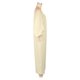 SC Off Shoulder Long Sleeve Solid Loose Jumpsuit AIL-285