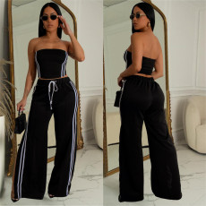 SC Solid Color Wrap Chest Split Two Piece Pants Set BY-C7056