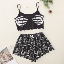 SC Skull Skeleton Printed Shorts Loungewear Set GXMB-TL9443_VT