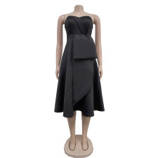 SC Solid Color Sleeveless Tube Top Midi Dress BY-7029
