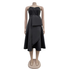 SC Solid Color Sleeveless Tube Top Midi Dress BY-7029