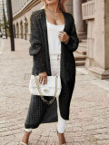 SC Plus Size Solid Long Hollow Out Sweater Cardigan Jacket FSXF-633