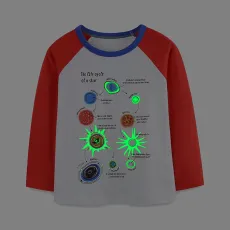 SC Kids Boys Luminous Planet Print Color Block T Shirt GASD-5379