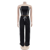 SC Solid Color Wrap Chest Split Two Piece Pants Set BY-C7056