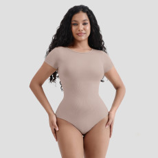SC Solid Color Short Sleeve Tight Bodysuit GMDI-38403