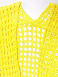SC Plus Size Solid Long Hollow Out Sweater Cardigan Jacket FSXF-633